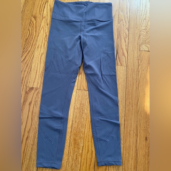 NWOT Athleta Elation Laser Cut Tight Yoga Legging Purple Gray Small - Picture 2 of 11